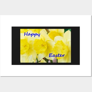 Narcissus  'Saint Patrick's Day'   Daffodil with Happy Easter message Posters and Art